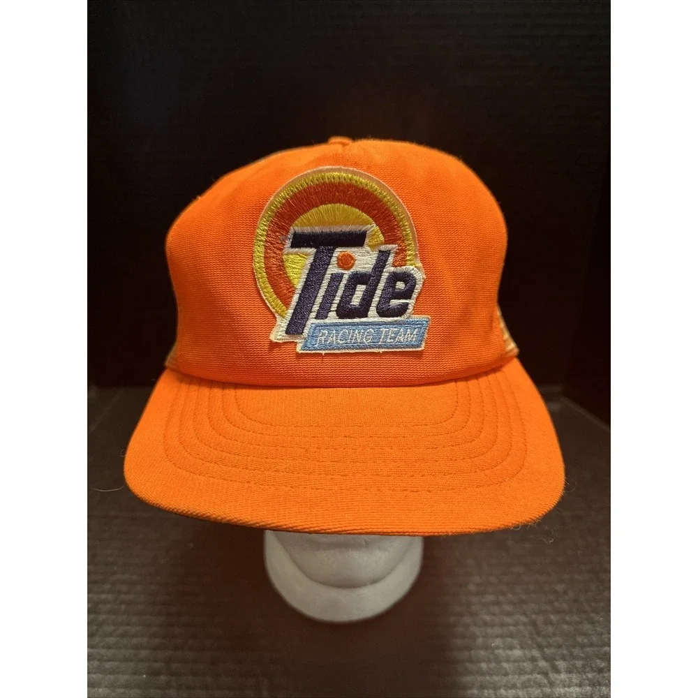 Tide Racing Team Hat Cap Men's Orange Snapback Mesh‎ Trucker Vintage Nascar USA
